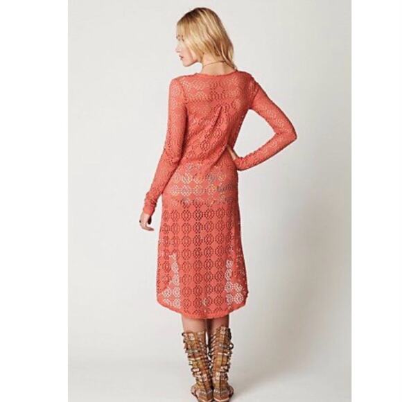 Free People Beach Crochet Love Long Sleeve Swim Cover-Up size Medium - Picture 4 of 10